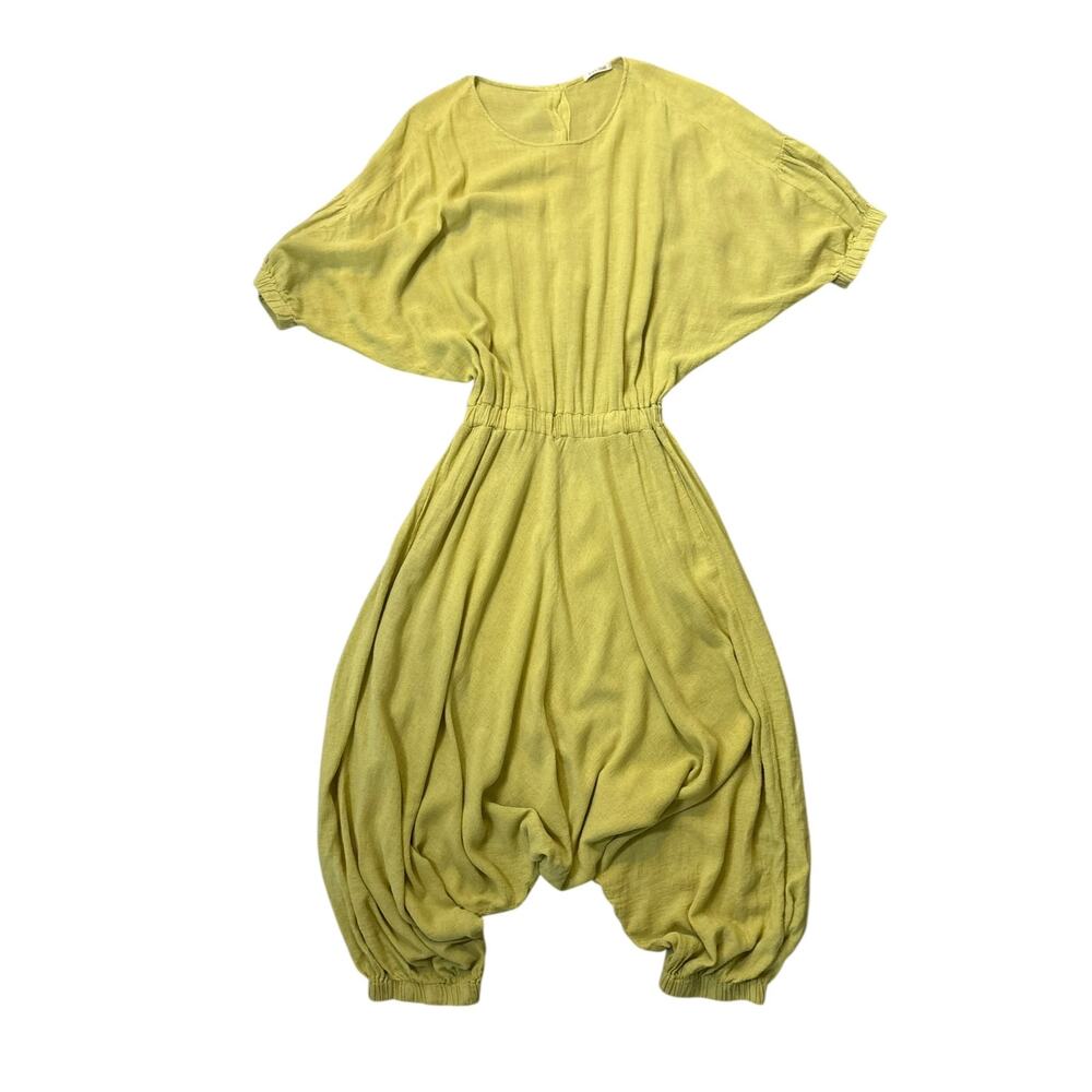 Black Crane Xiao Linen Jumpsuit XS Oversized Slouchy Drop Crotch Harem Casual - Picture 4 of 11